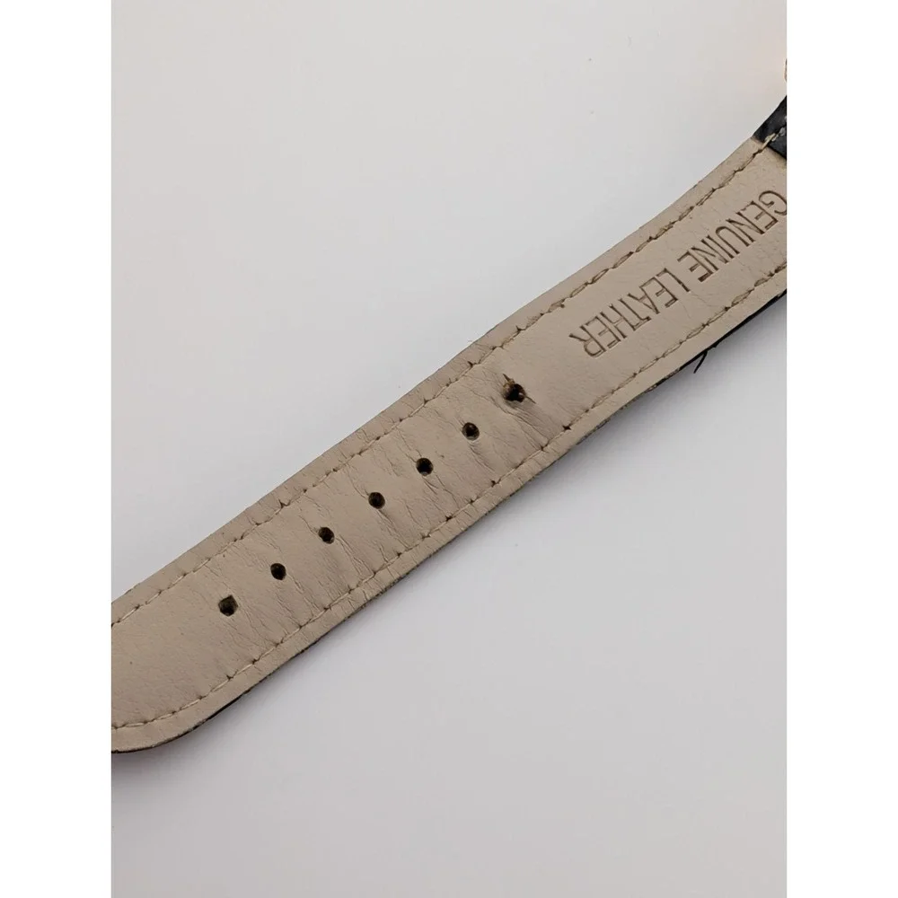 Stauer Sirene Watch Women 38mm Rose Gold Tone Black Leather‎ Band- New Battery